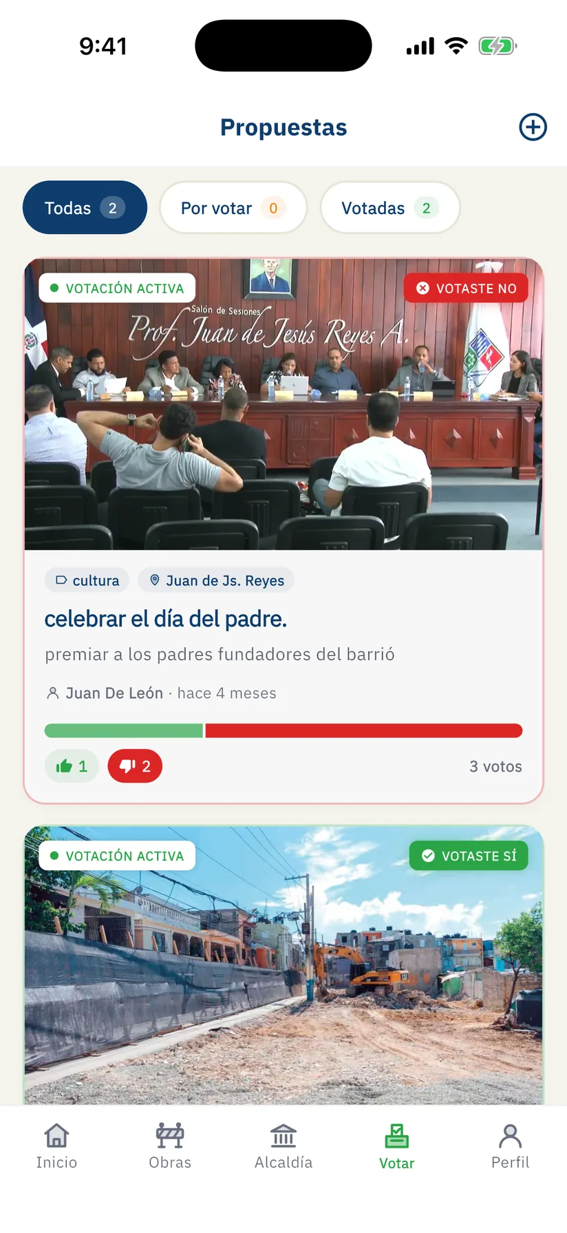 Neighborhood proposals and voting